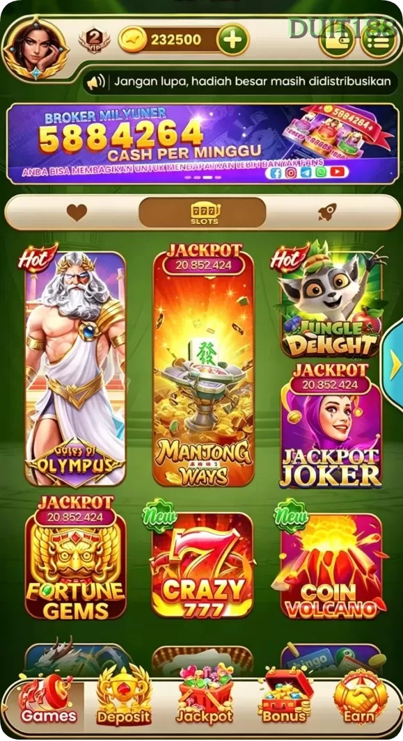 Cuplikan layar VM777 — halaman utama